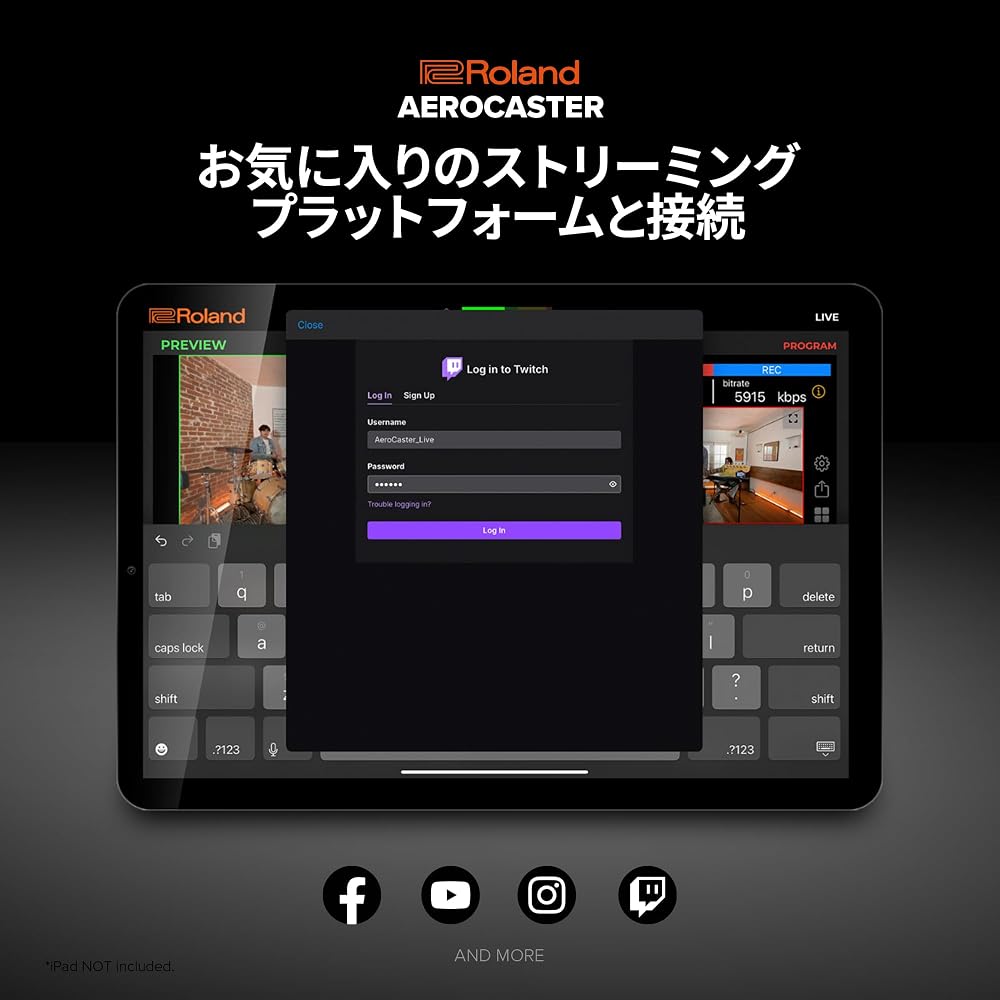 Roland Aero Caster VRC-01 enables professional-grade recording and live streaming on iPad. A multi-camera setup is also possible when combined with a
