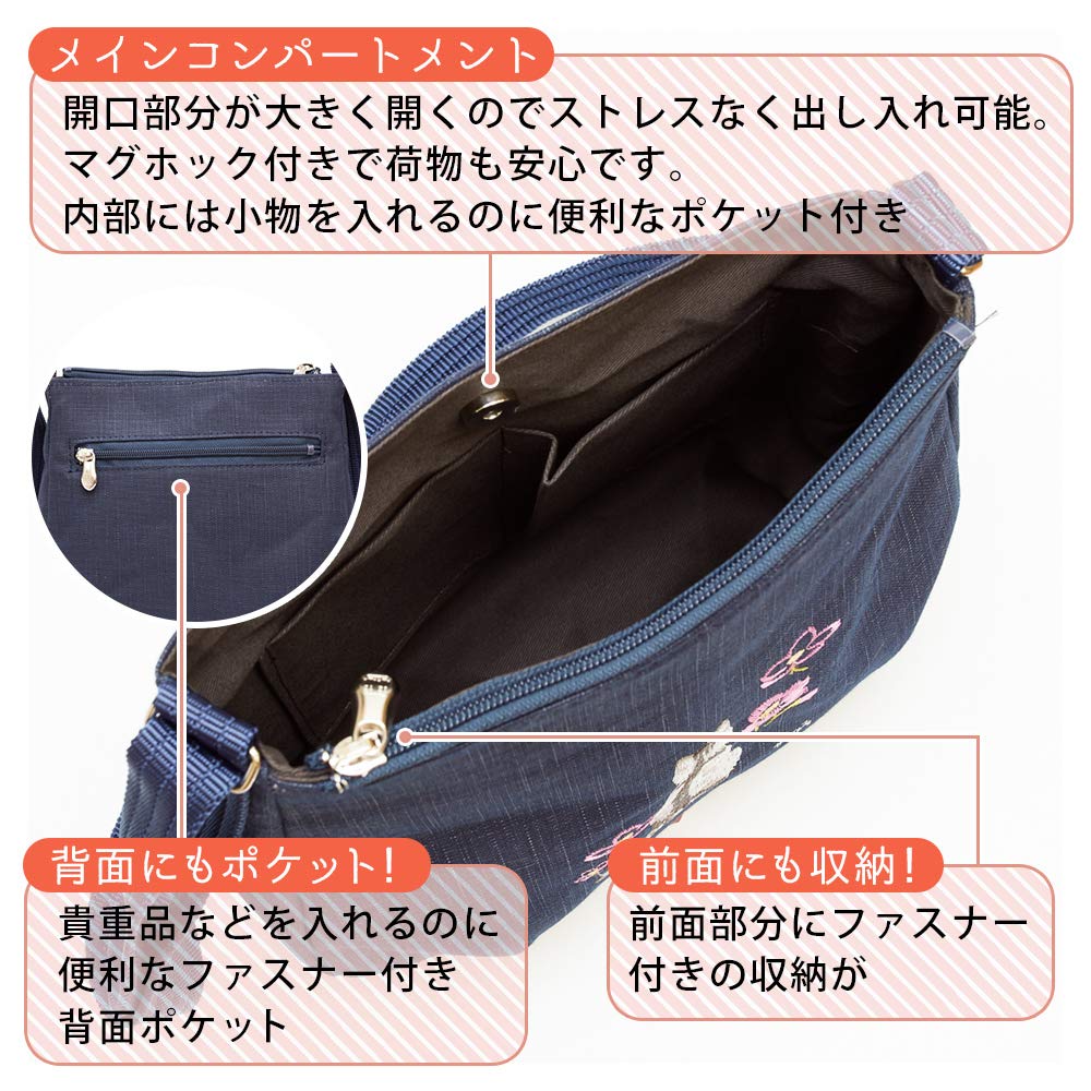 Сумка через плечо из японского хурмы Shibu Cat Kyoto Birthday [creareki] женская сумка, сумка, легкая, маленькая, Япония, стиль, индиго, окрашенная,