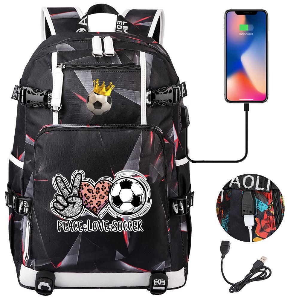 2026 Sports Soccer USB Large Capacity Backpack for Middle High School Students Travel Unisex