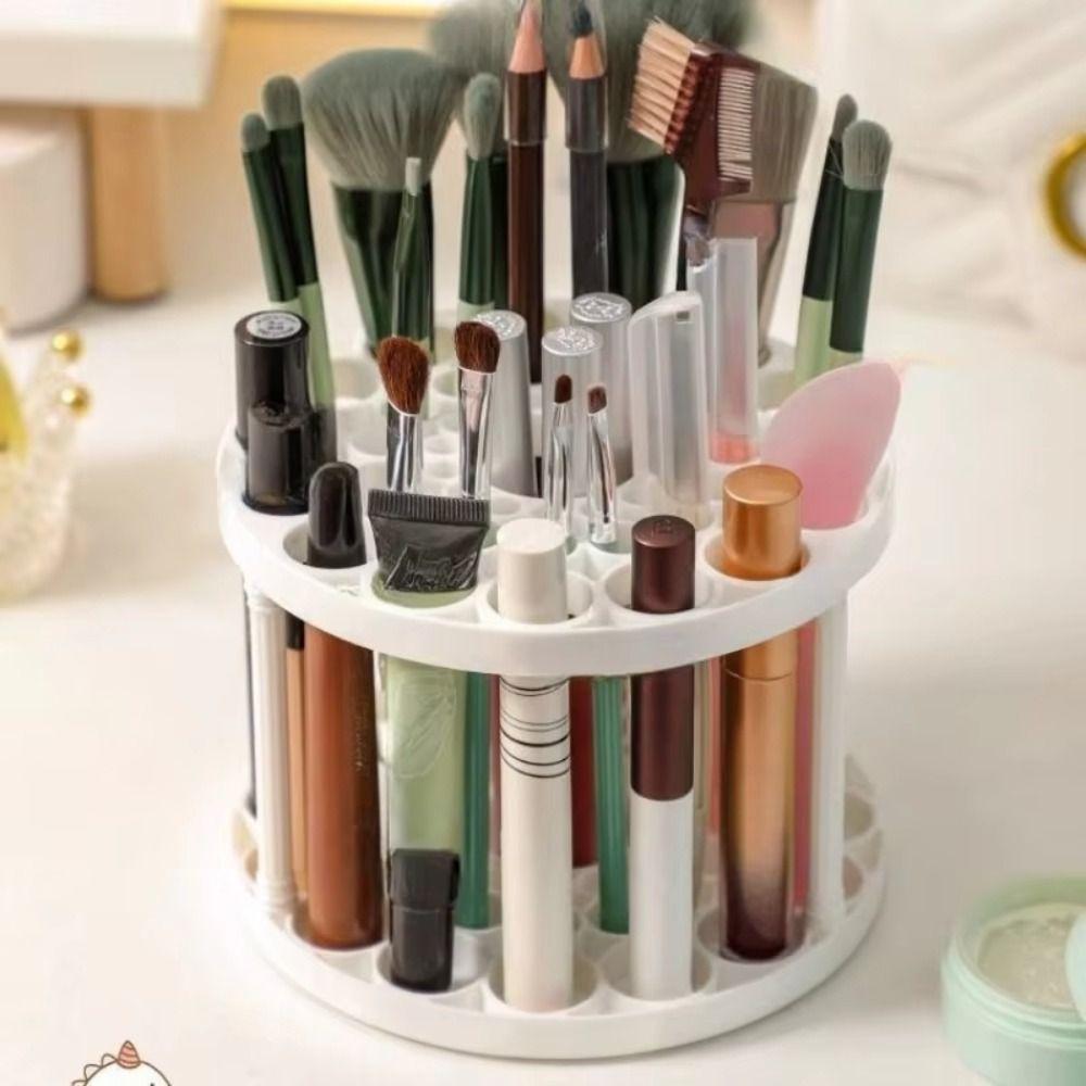 Коробка для хранения кистей для рисования с 45 отверстиями, вращающийся на 360° держатель для ручек, прочный настольный органайзер