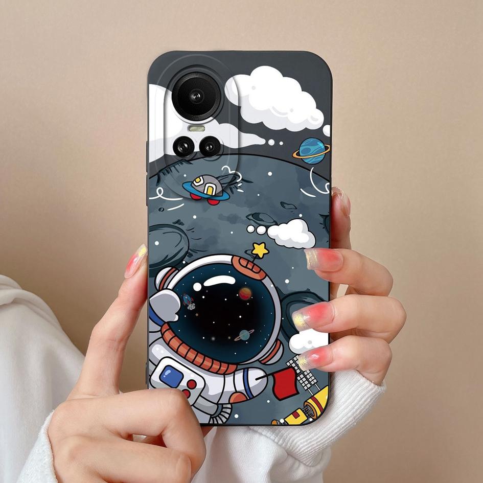 Для Oppo Reno 2 3 4 5 6 7 8 10 Pro 5G Reno 7 8 Lite Чехол Астронавт Мужская женская сумка для телефона Мягкий силиконовый чехол Квадратный матовый противоударный бампер для Oppo Reno