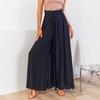 2025 New Autumn Women's Wide-leg Trousers with Elastic Waistband High-waisted Long Culottes