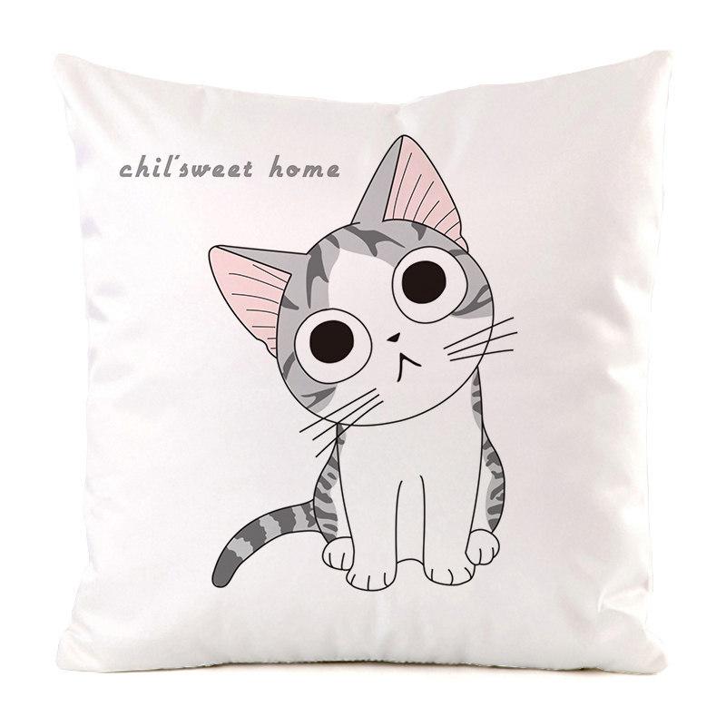 Nordic Minimalist Hand-Painted Cat Digital Printing Short Plush Pillow Covers For Car Sofa Office Cushion Cover Home Goods