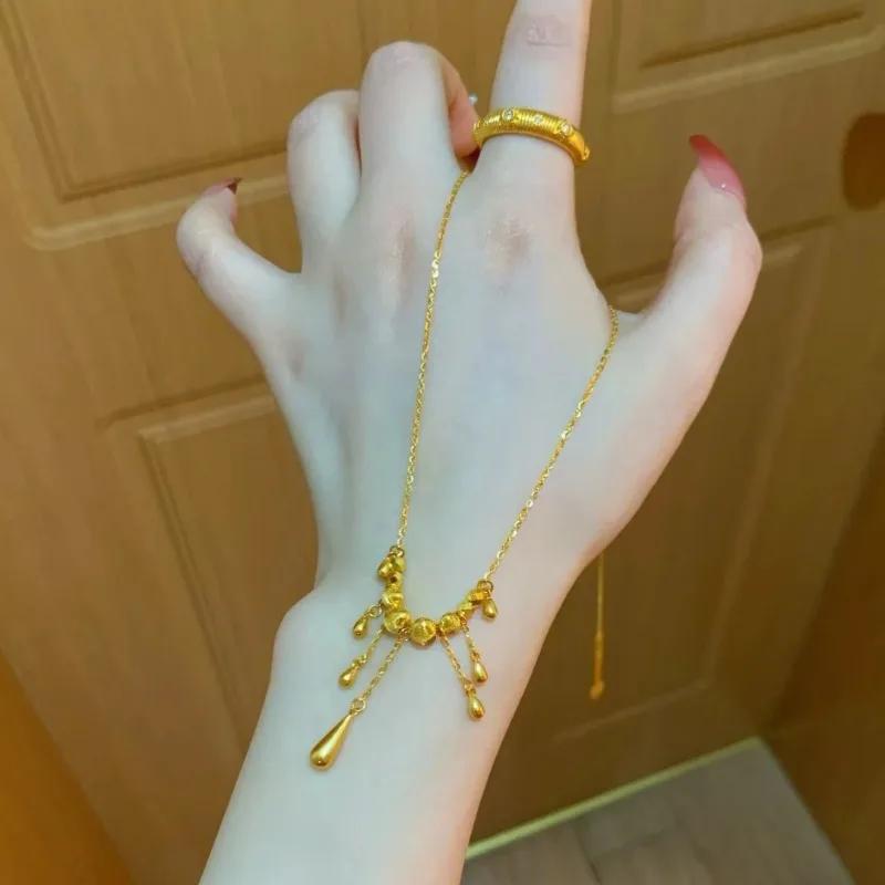 Серебряная тибетская бусина Водяная капля Кисточка Цепочка Ожерелье для женщин Винтажная Мода Минималистичные Геометрические Аксессуары