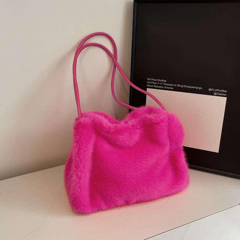 Новая плюшевая сумка-ведро для осени и зимы, женская высококачественная текстурная нишевая дизайнерская сумка-тоут для通勤