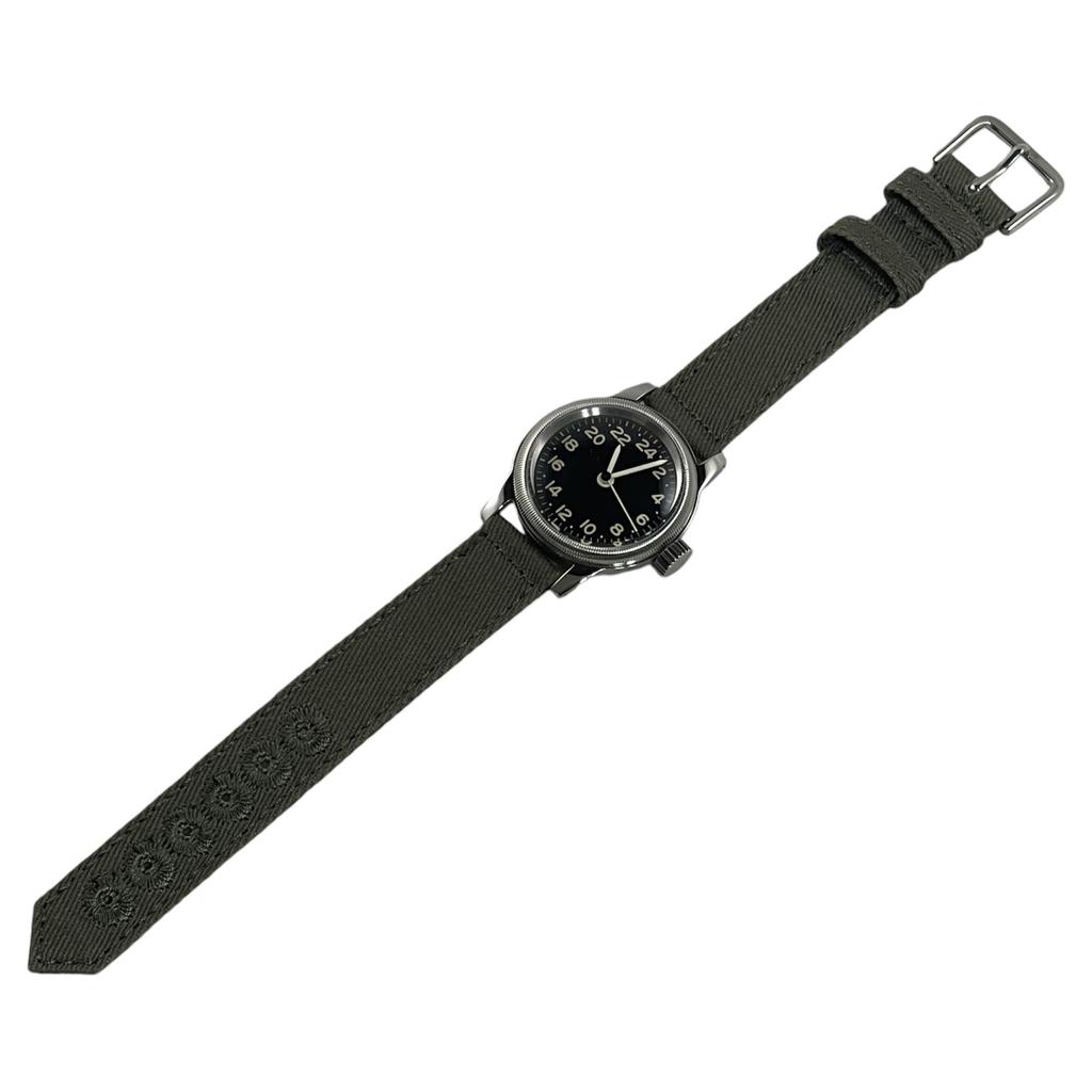 Military Watch TYPE 24H Black Dial Green Cloth Strap [M.R.M.W.] Men's A-11