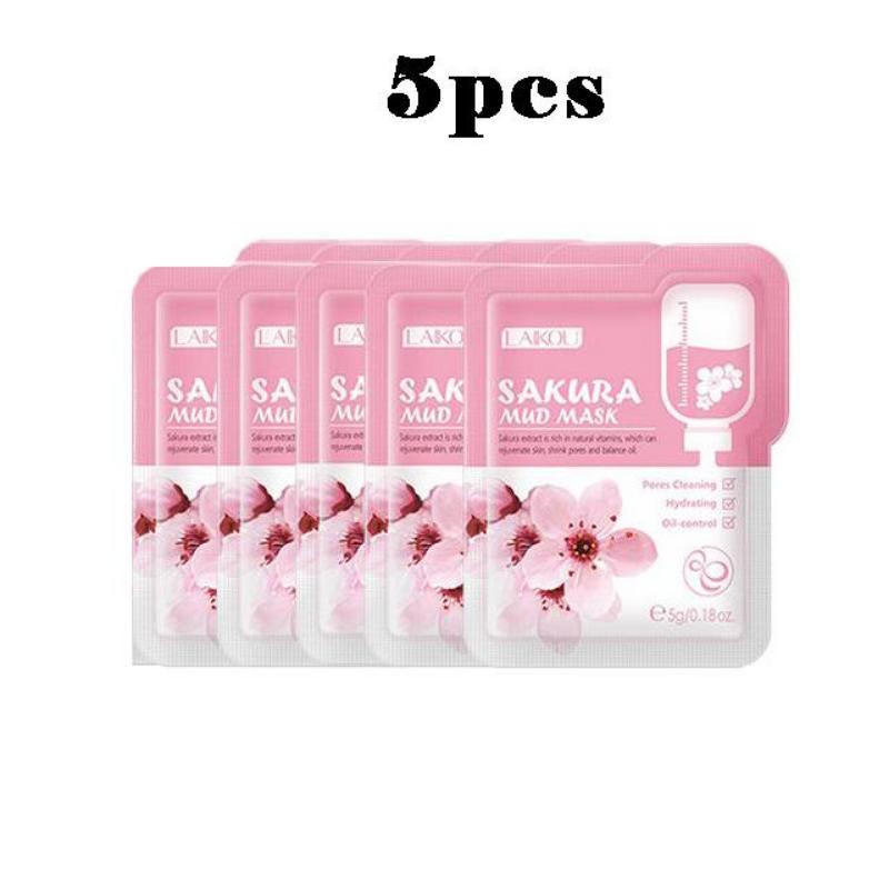 LAIKOU Sakura Mask Грязевая освежающая глубокая очищающая отбеливающая маска для сужения пор Средства по уходу за кожей лица