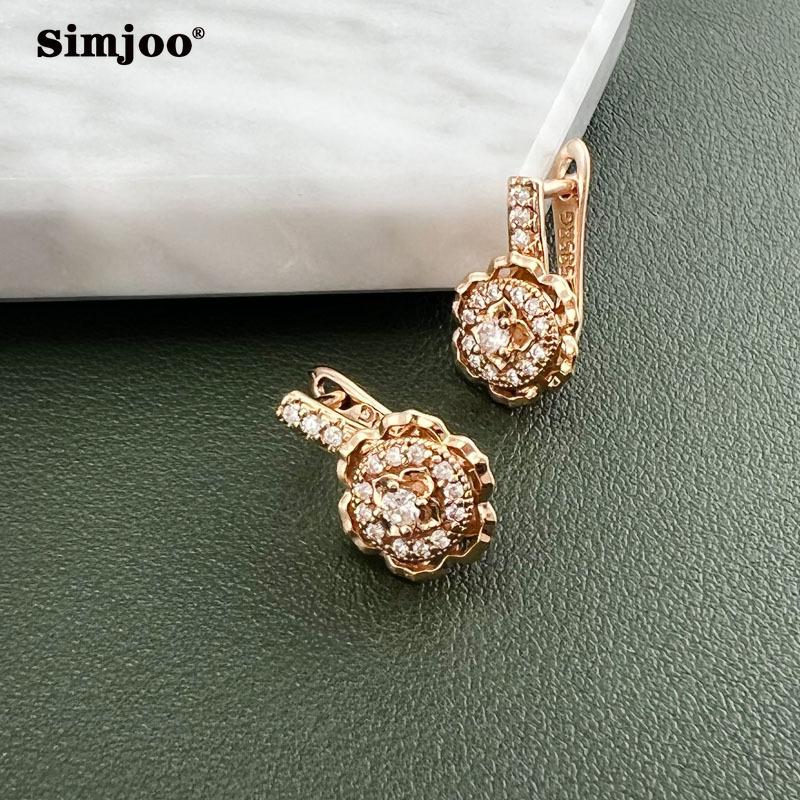 SIMJOO Rose Gold Zircon Wedding Jewelry Luxury Party Jewelry Fashion Rose Zircon Jewelry