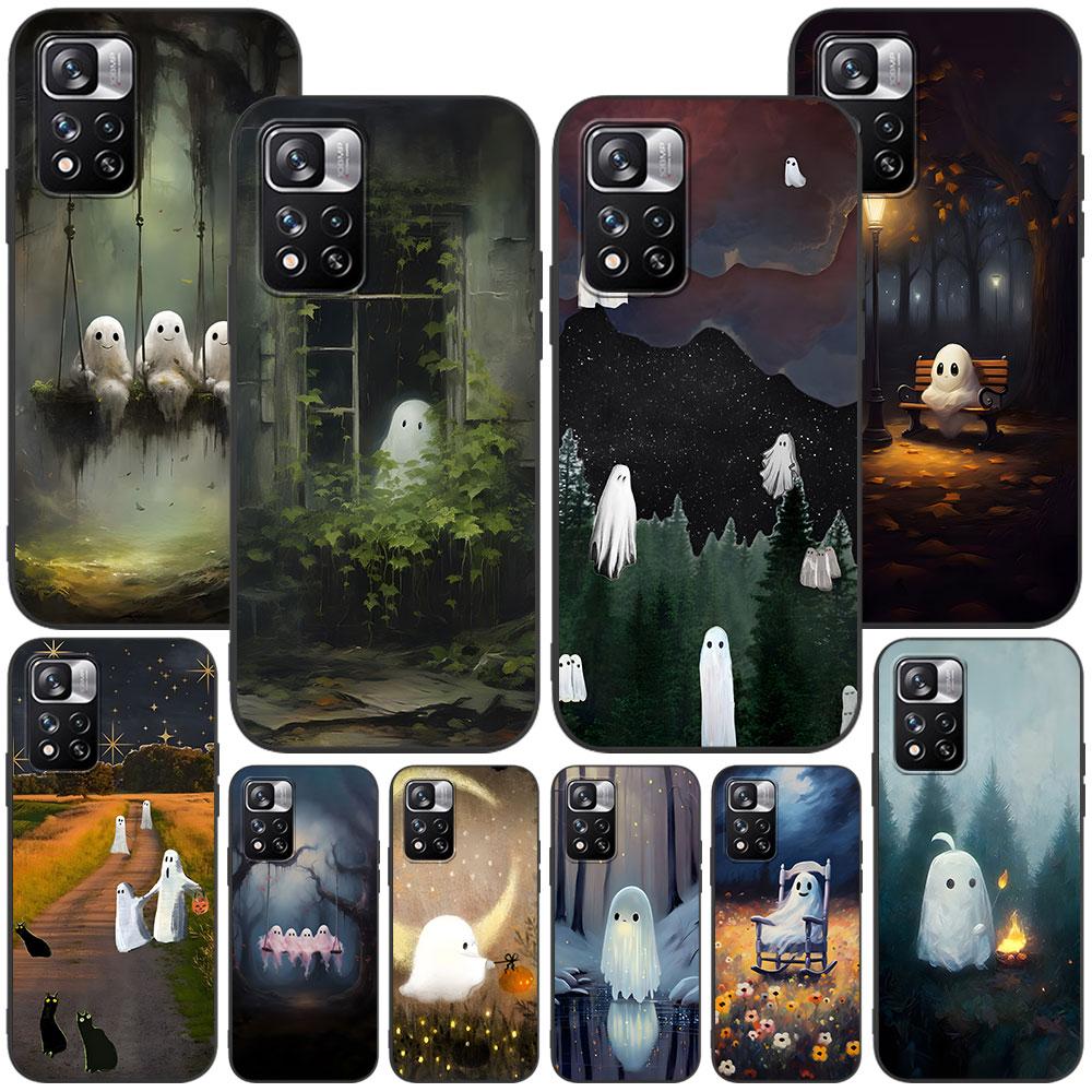 Эстетичный милый чехол Ghost Art для Xiaomi Redmi Note 11 10S 8T 10 12 Pro Plus 11T 8 9 11E 11S 5 9S 7 Мягкий черный чехол для телефона TPU