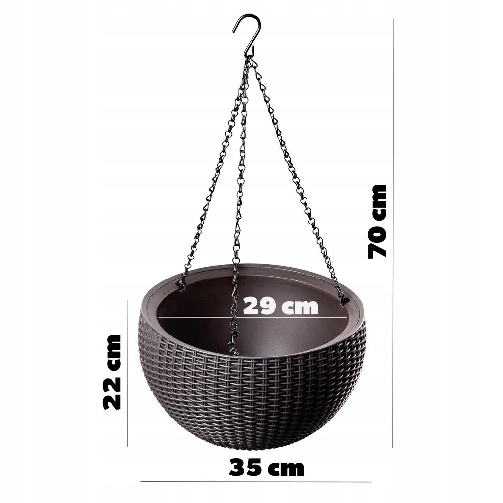 KETER Doniczka Wisząca Hak i Łańcuch Donica Brąz