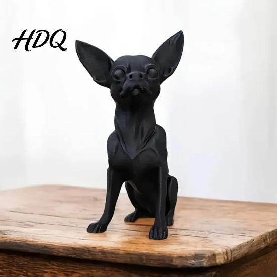 Черный Декор для Собаки 3D Печатная Фигурка Чихуахуа Современная Статуя Пластиковая Реалистичная Статуя