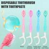 12Pcs Disposable Toothbrush with Toothpaste Floss Pick Tongue Scraper Portable Travel Mini Pre-Pasted Toothbrush Dental Flosser Oral Care Supplies