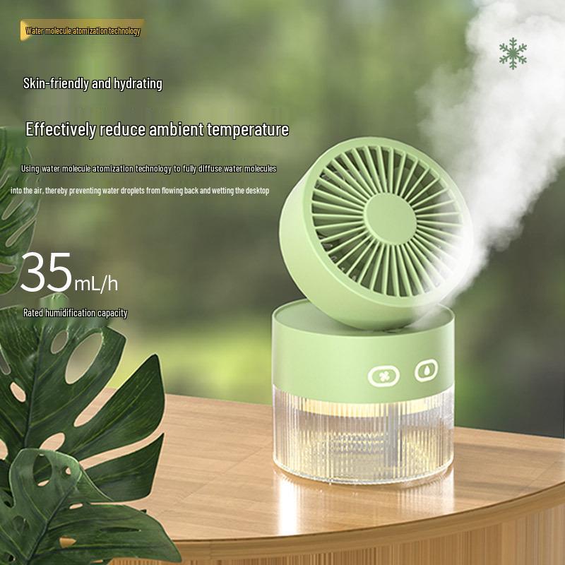 Foldable USB Mini Desktop Turbine Fan with Cooling and Humidifying Spray