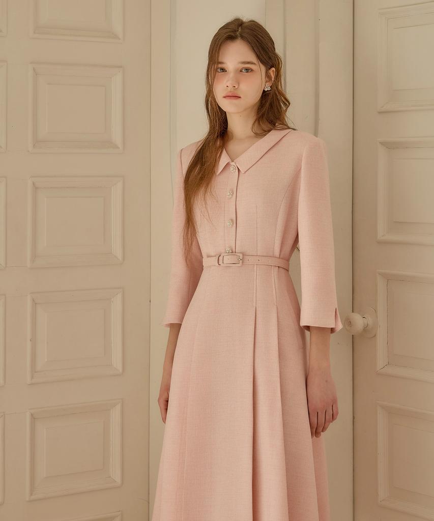 Julie And Kara 26Ss Calla138 Shebigins March Tweed Dress Pink
