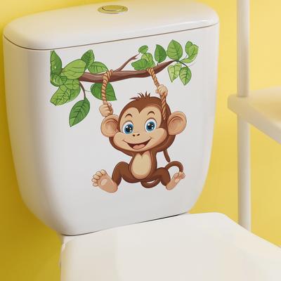 Мультяшная игривая обезьянка ванная комната туалет с украшением дома декоративные наклейки