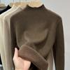 Women Solid Bright Fleece Warm Sweaters Casual Slim-fit Elegant Pullovers Half Turtleneck Long Sleeve Knitwear Jumpers
