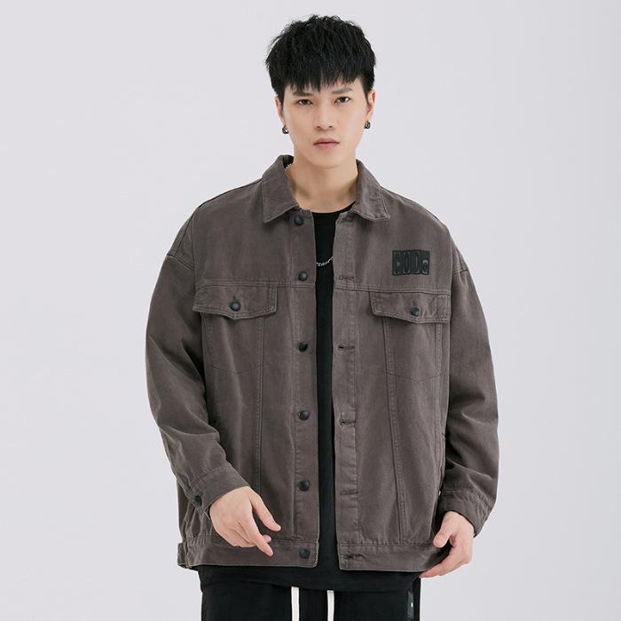 Куртка с длинным рукавом в стиле ретро, модная брендовая американская куртка с принтом в стиле ретро, универсальная свободная повседневная рубашка для мужчин