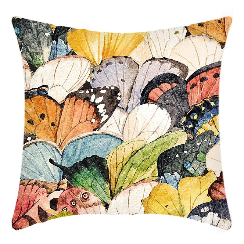 New Pillowcase Green Plant Leaves Butterfly Printed Pillow Home Sofa Cushion Cover