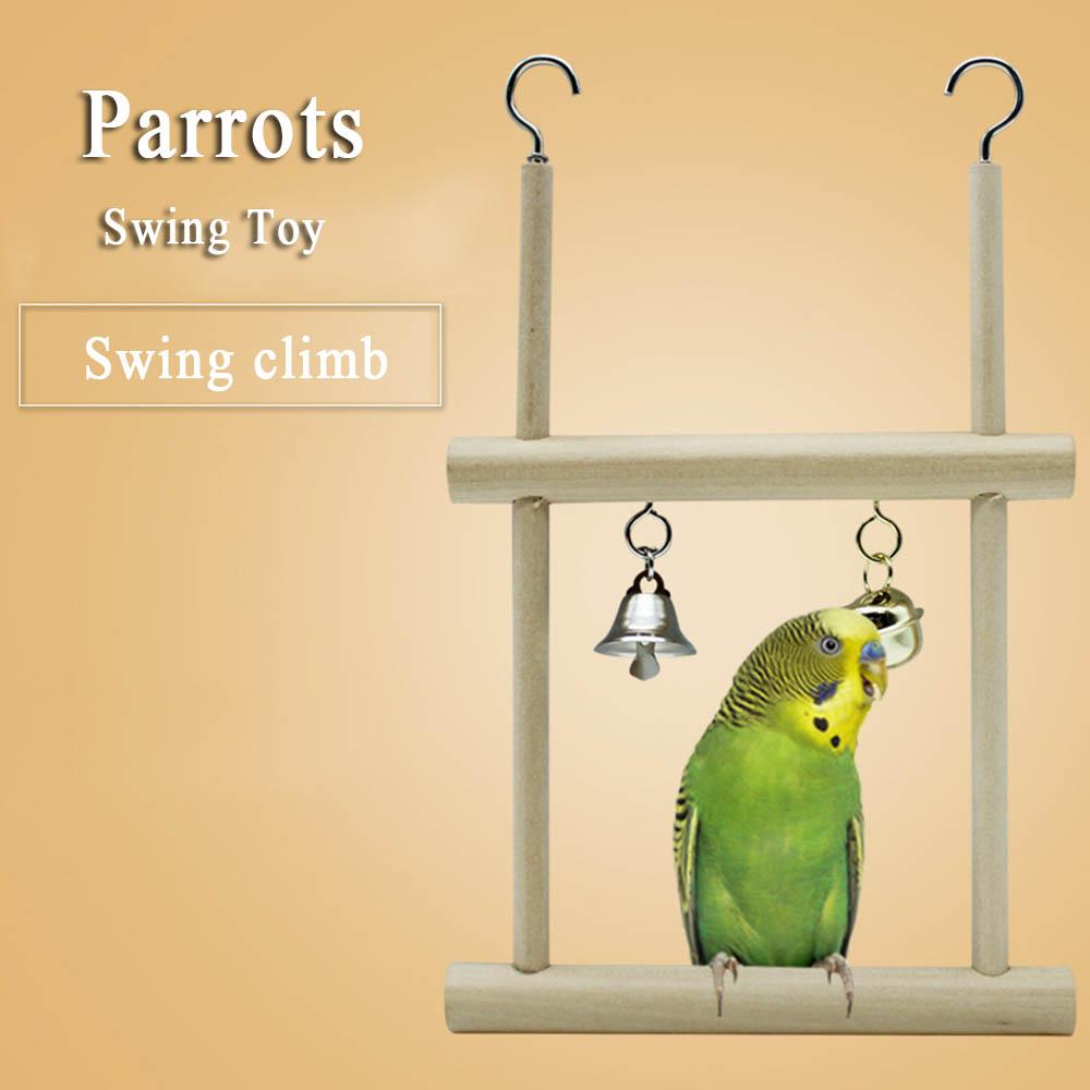 Natural Wooden For Bird Cage Bird Supplies Swing Parrots Swing Toy Hammock Birds Perch Bird Stand