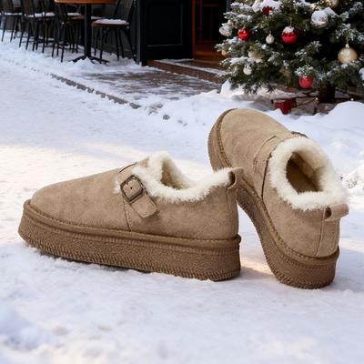 Женские зимние теплые меховые ботинки большого размера на мягкой подошве, ботильоны до щиколотки с подкладкой, нескользящие спортивные хлопковые ботинки для пеших прогулок