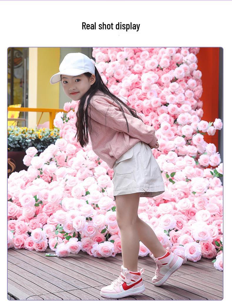 Зимние высокие спортивные кроссовки для девочек 2025, с бархатной подкладкой для тепла, двухслойный хлопок, для детей среднего и старшего возраста.