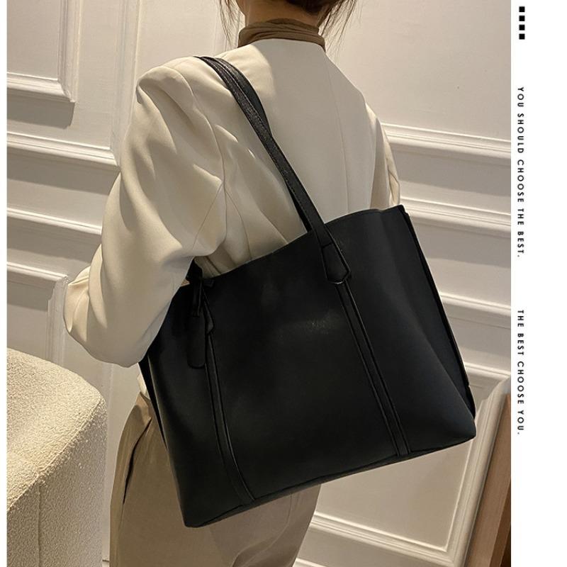 Женская сумка, большая сумка, женский новый стиль, простая и вместительная мягкая кожаная сумка-тоут, повседневная и универсальная сумка через плечо
