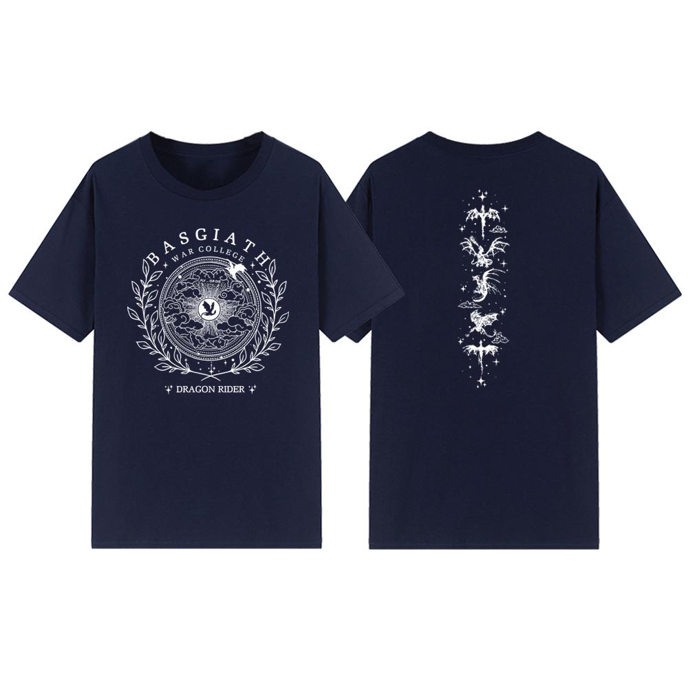 Basgiath War College 2-Sided T-Shirt Fourth Wing Shirt Men Women T-shirts Short Sleeve Casual Vintage Tee Dragon Unisex Tshirt