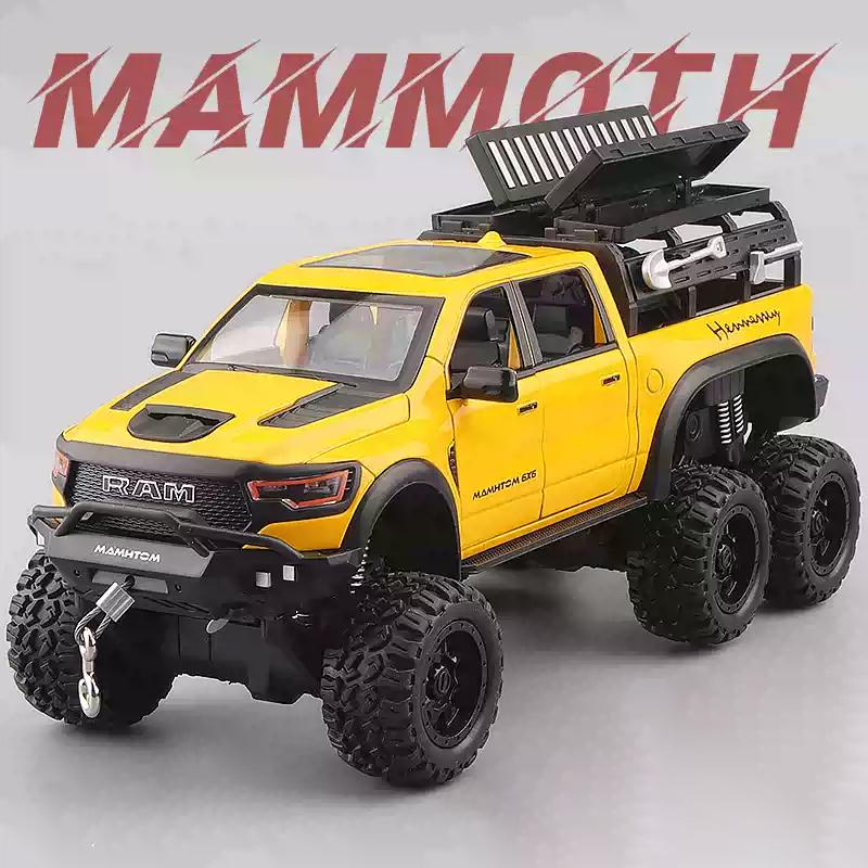 1/24 Сплав Литой Под Давлением Модель Грузовика Dodge Mammoth Симуляция Звука и Света Детская Игрушечная Машинка Подарок на День Рождения Мальчика Коллекция Украшений