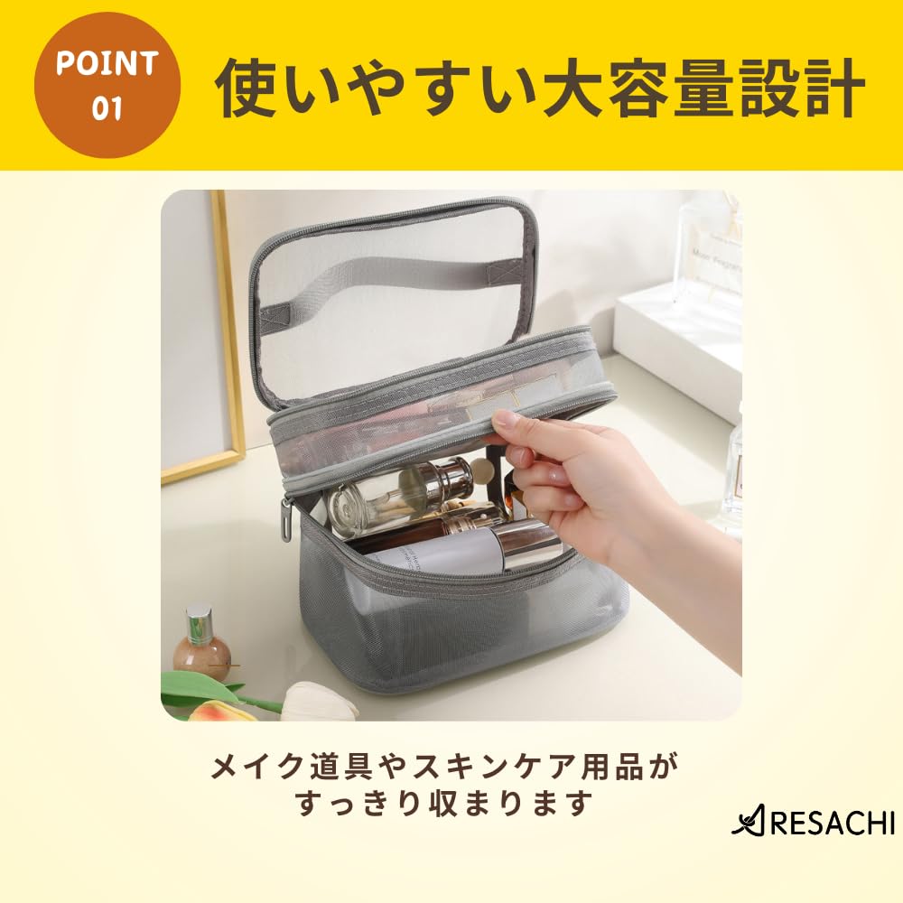 ARESACHI Косметичка для макияжа, большая вместимость, косметичка, косметичка, коробка, (розовый)