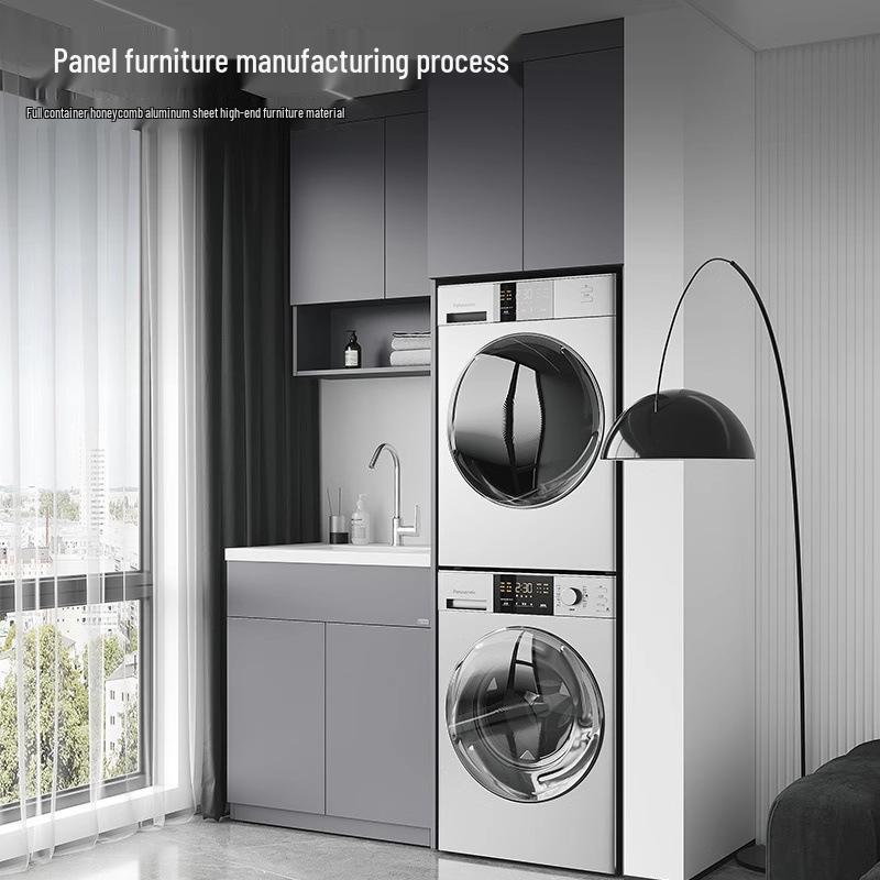 Балконный шкаф с сотовой алюминиевой панелью для стиральной/сушильной машины, встроенной раковиной и угловой дизайн Ванной комнаты