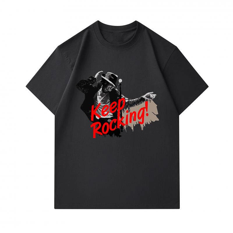 Men's 100% Cotton Crew Neck Short Sleeve T-Shirt, Classic Rocking Dancer Music Print Casual Comfortable Graphic Tee For Daily Wear Party Activities