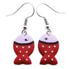 [R6447] - Artisanal Earrings 'Columbine & Harlequin' Pink Red (Pisces) - 16x11mm