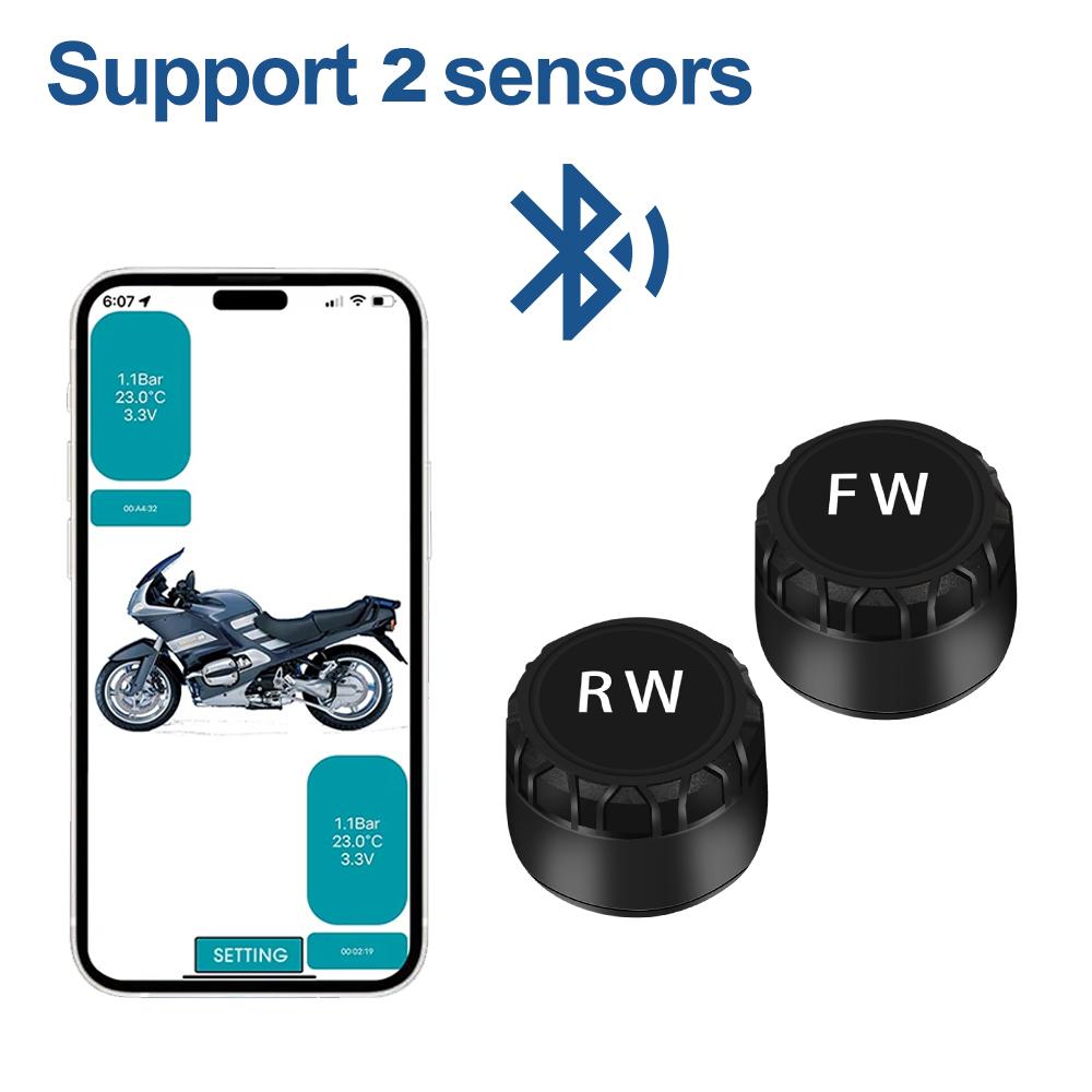 Bluetooth 5.0 Система контроля давления в шинах мотоцикла Водонепроницаемая TPMS с 2/4 внешними датчиками для Android/IOS
