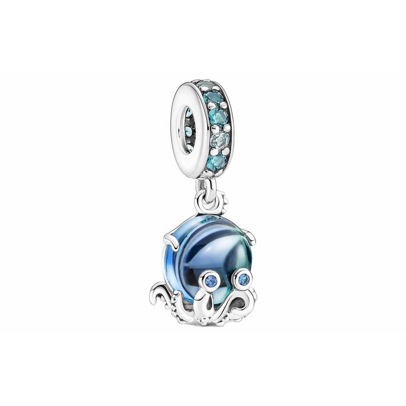Pandora Murano Glass Cute Octopus Blue 925 Silver Crystal Accessories Unisex Couple Style 791694C01