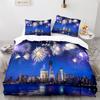 American City Landscape Duvet Cover Set Statue Of Liberty Pattern King Queen Size Comforter Cover For Teen Polyester Bedding Set