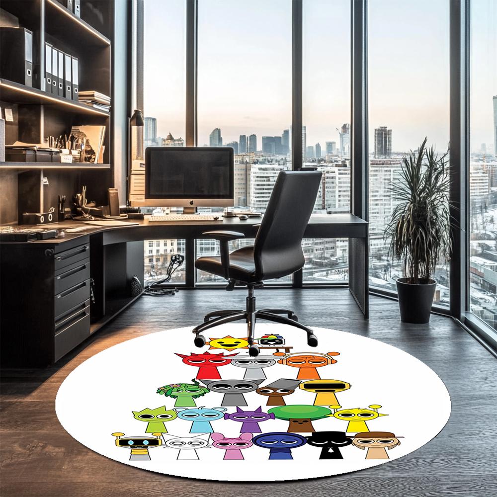 Sprunki Printed Round Rug Carpet Chair Rug Area Rug Entryway Doormats,for Office Chair Living Room Bedroom Kitchen Room.