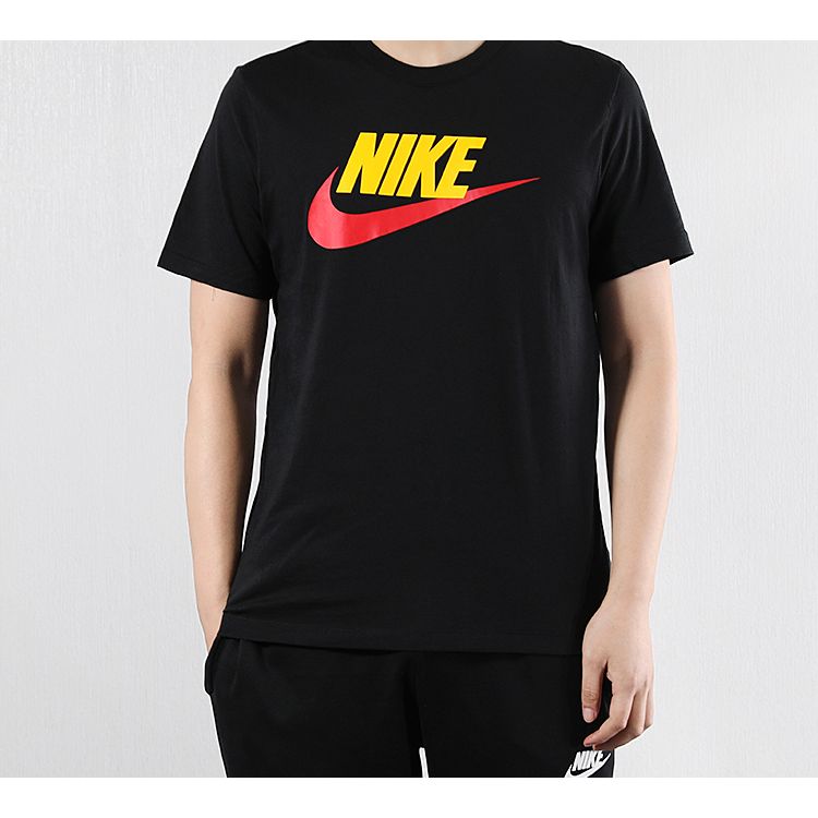 Nike Спортивная классическая футболка с круглым вырезом с логотипом, мужские топы, черные AR5005-013