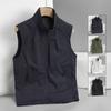 Outdoor Vest for Men, Spring and Autumn Cardigan, Sleeveless Stand Collar Jacket, Breathable Casual Fishing Photography Sports Vest
