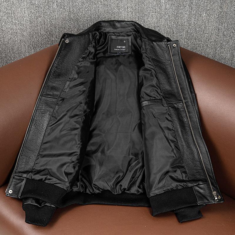 Новинка 2023 года, весенняя мужская куртка из натуральной кожи, куртка-бомбер с вышивкой, воловья кожаная куртка ВВС, мотоциклетное кожаное пальто A2, байкерская одежда
