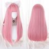 Синтетический длинный прямой розовый парик женский косплей парик с челкой термостойкое волокно повседневные накладные волосы для вечеринок