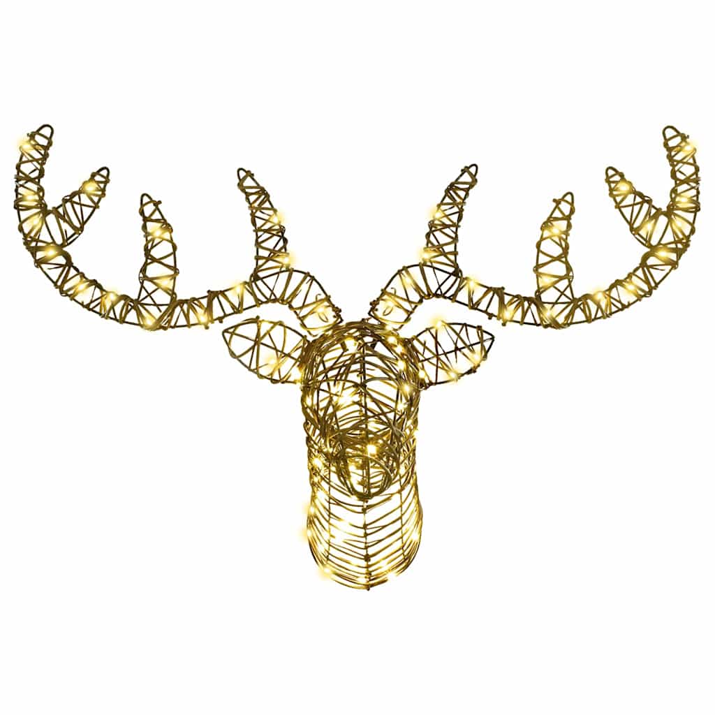 Reindeer Pull Sled Warm White 68 x 36.5 x 62.5 cm Rattan