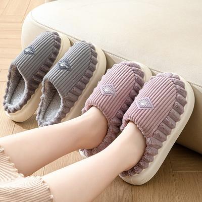 Хлопковые тапочки женские осенне-зимние домашние комнатные с толстой подошвой, плюшевые, теплые, с мягкой подошвой, нескользящие хлопковые туфли