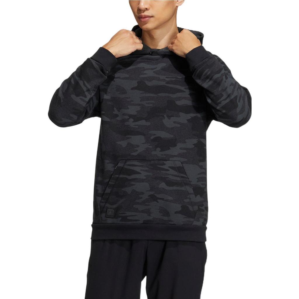 Adidas Камуфляжная толстовка с карманом-кенгуру и длинными рукавами, мужские топы, черный HG3235
