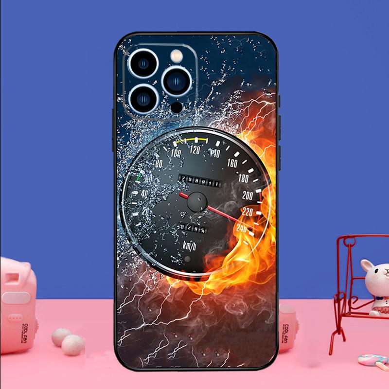 Speedometer Car Phone Case For iPhone 16 15 14 13 12 11 17 Pro Max Plus 12 13 mini 16e 17 Air Bumper Cover