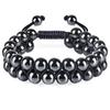 Woven natural stone double-layer bracelet, hand-woven adjustable bracelet, men's yellow tiger eye double-row bracelet.