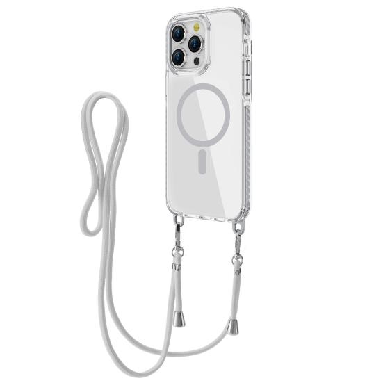 Магнитный прозрачный чехол для телефона для серии iPhone 16 Противоударный чехол для телефона через плечо