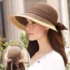 Элегантная соломенная шляпа с бантом, цветная отделка, широкополые солнцезащитные шляпы, дышащие уличные пляжные шляпы для путешествий для женщин