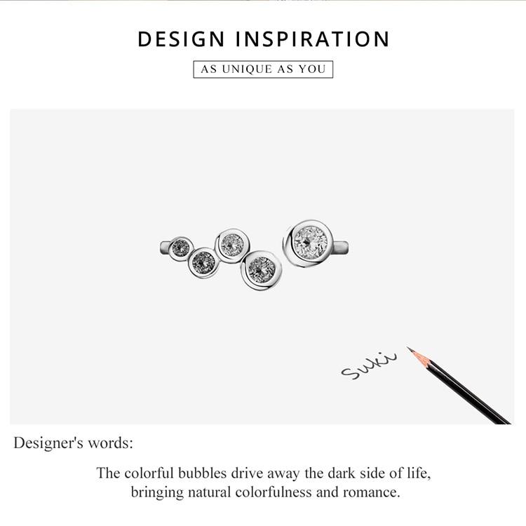 BAMOER 925 Sterling Silver Romance Colorful Bubbles Rings, Women Multicolor Zircon Resizable Rings