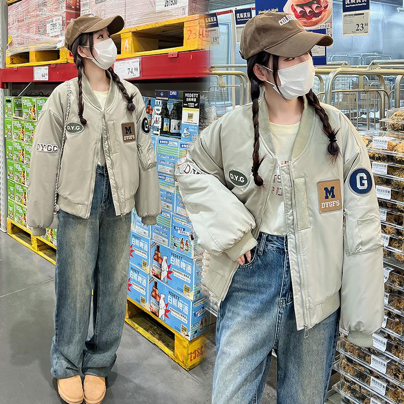 Американская хлопковая куртка женская 2025 новая зимняя короткая студенческая парная бейсбольная форма стеганая куртка стеганая куртка-авиатор куртка