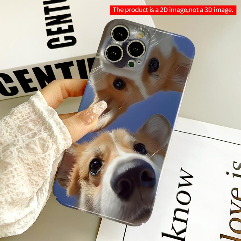 2DFlat Corgi Duo Selfie Blue Sky All inclusive film hard iPhone case, compatible with iPhone 18 Pro Max 17 16 15 14 13 12 11